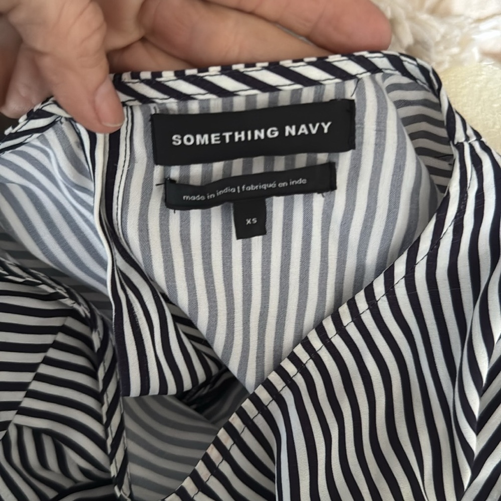 Something Navy striped dress long sleeve size xs - Picture 6 of 12